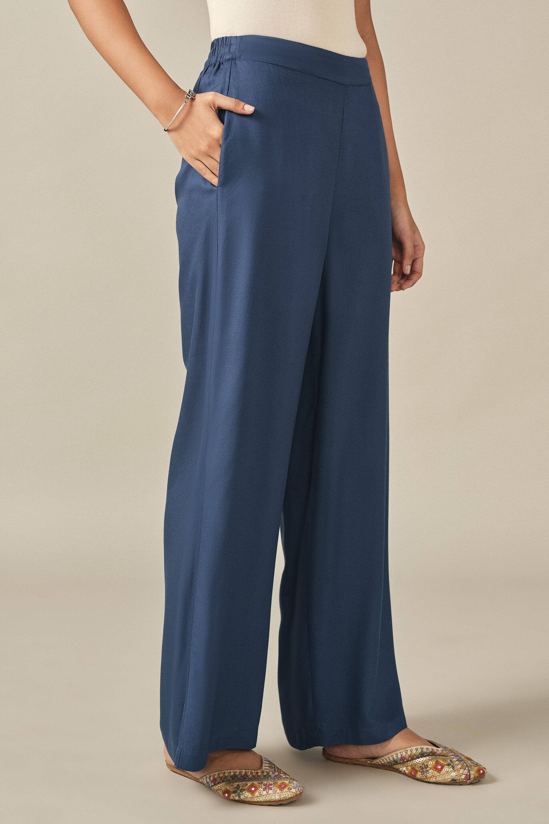 Flowy Pants in Indigo, Indigo, image 2